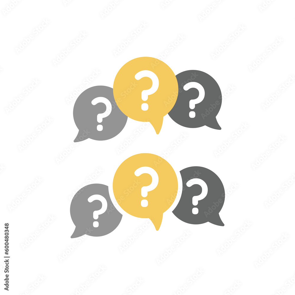 Question mark chat bubble vector icon. Help, FAQ and support fill symbol. Question mark chat bubble vector icon. Help, FAQ and support fill symbol.