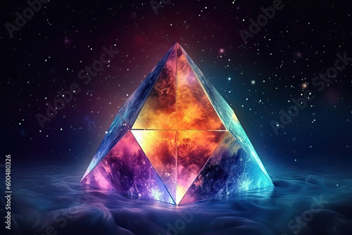 Abstract Epic Fractal Octahedron Background with Glowing Aura, Generative AI