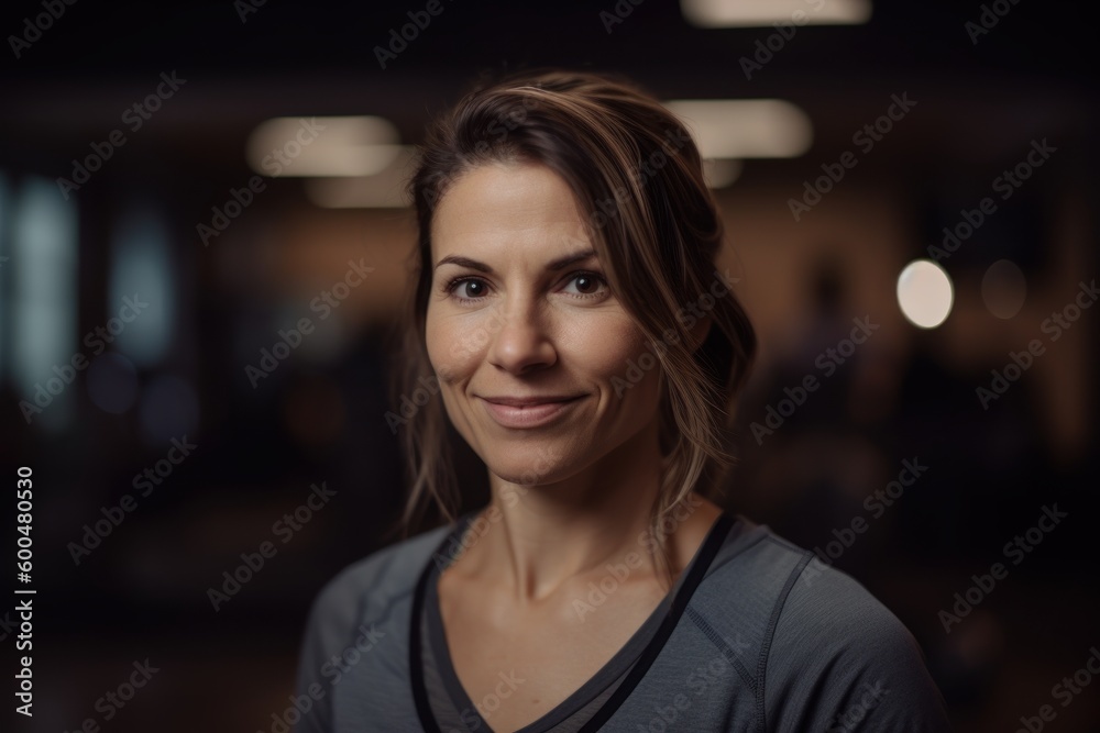 Portrait of a beautiful young woman looking at the camera in a gym Portrait of a beautiful young woman looking at the camera in a gym