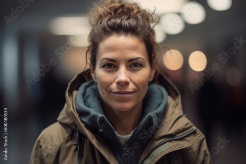 Portrait of a beautiful young woman in a winter jacket looking at the camera © Robert MEYNER