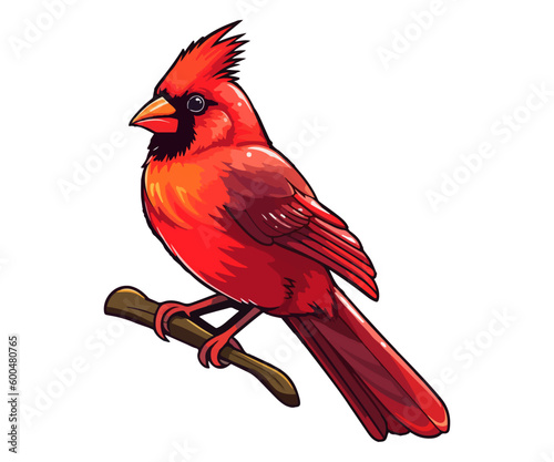 Red cardinal on tree branch, Red cardinal Logo, Red cardinal Sticker