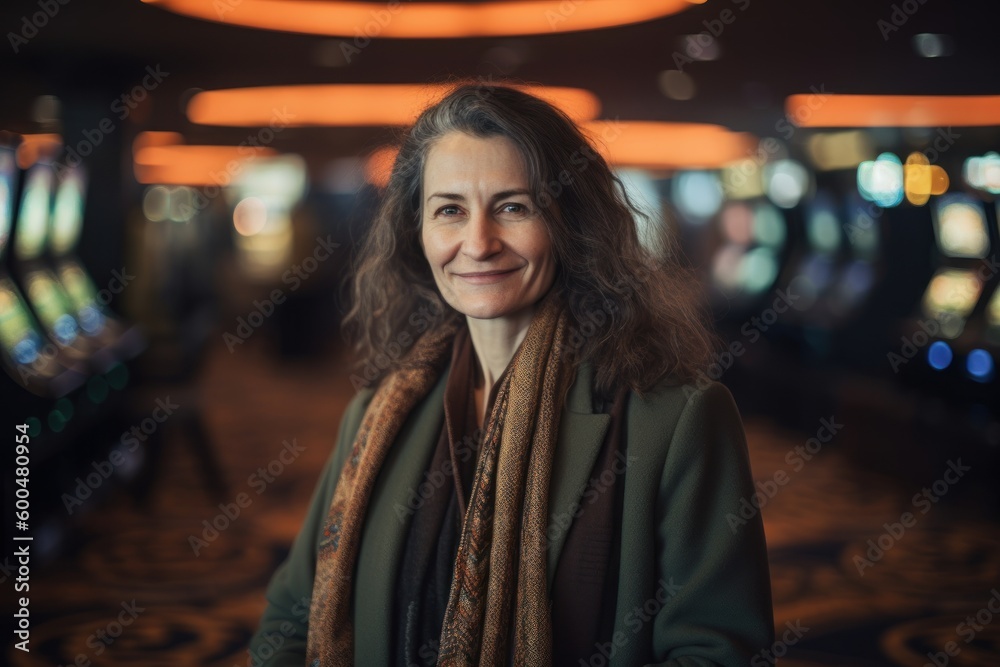 Portrait of a beautiful middle-aged woman in a casino.