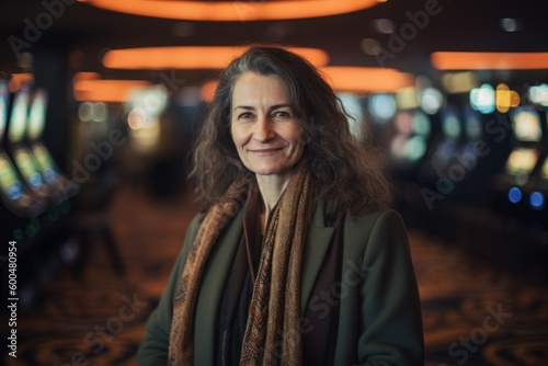 Portrait of a beautiful middle-aged woman in a casino.