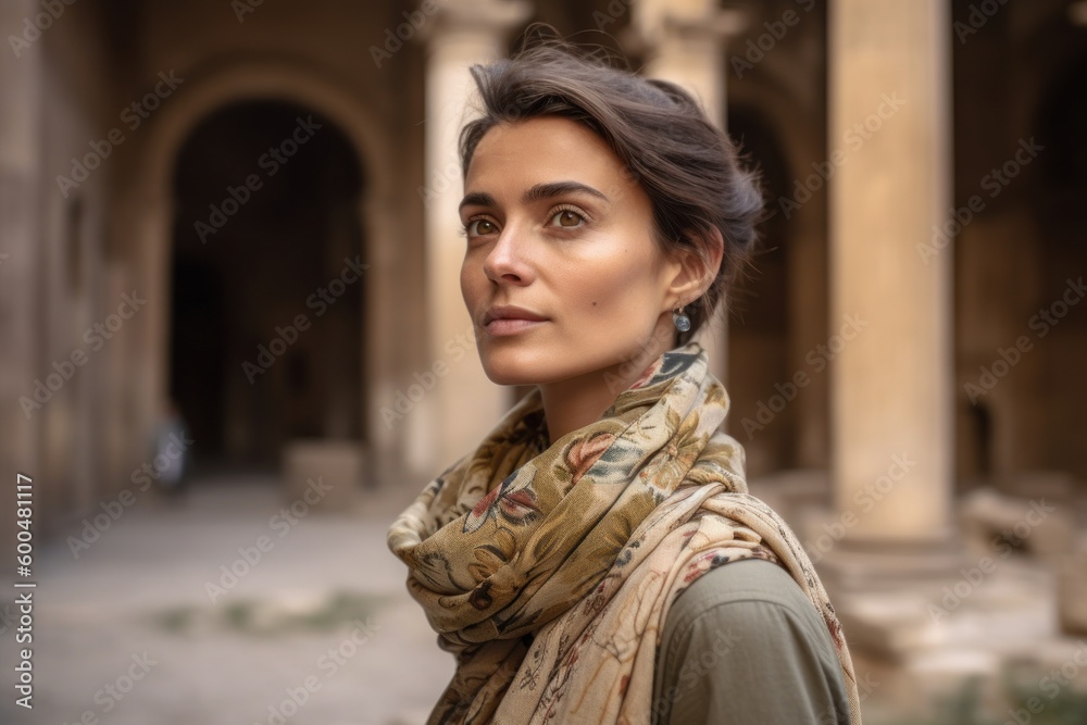 Portrait of a beautiful woman in the streets of Rome, Italy