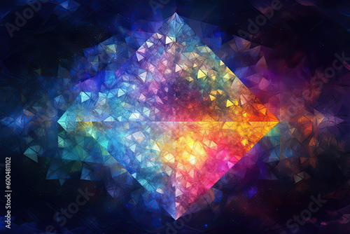 Abstract Epic Fractal Nonagon Background with Glowing Aura  Generative AI