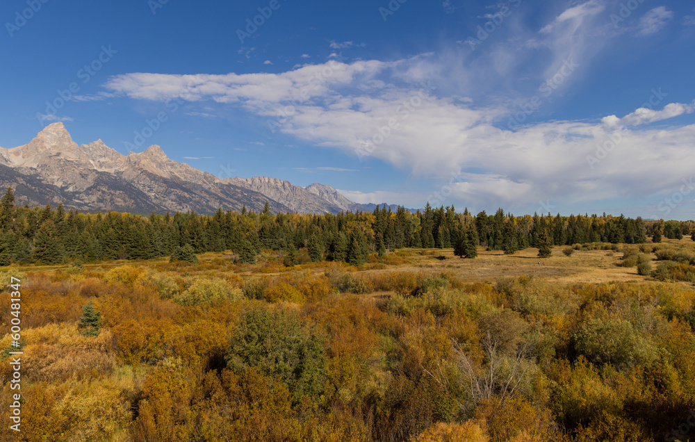 Scenic Autumn Landscape in Grand Teton National Park Wyoming