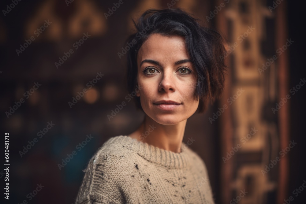 Portrait of a beautiful young woman in a knitted sweater. Portrait of a beautiful young woman in a knitted sweater.