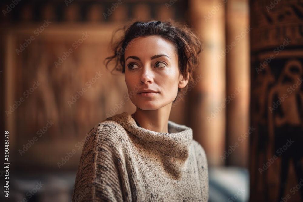 Portrait of a beautiful young woman in a beige sweater. Portrait of a beautiful young woman in a beige sweater.