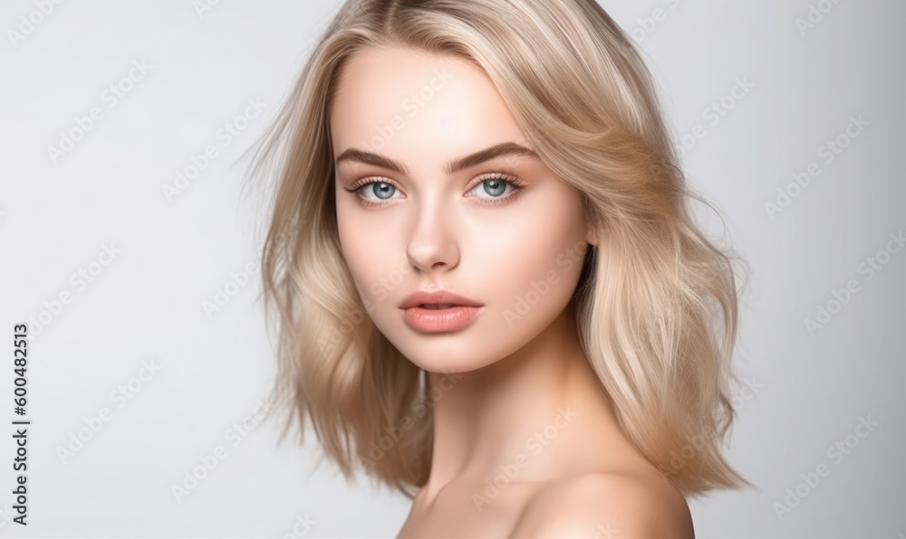 Beauty portrait of blonde hair emotional young woman isolated on white background, generative AI Beauty portrait of blonde hair emotional young woman isolated on white background, generative AI