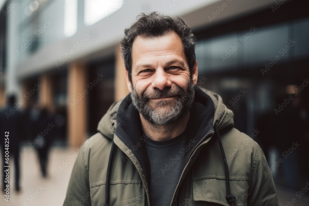 Portrait of a middle-aged man with a beard in the city Portrait of a middle-aged man with a beard in the city