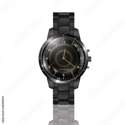 vector illustration modern black watch on the white background,3d illustration template.