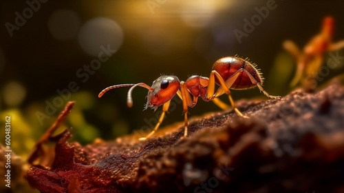  A close-up of an ant in nature, detailed, Generative AI