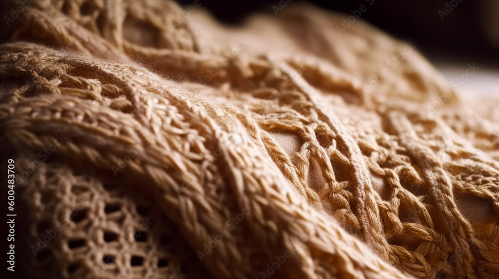 Close up of piece of cloth with lace pattern on it. Generative AI. - obrazy, fototapety, plakaty 
