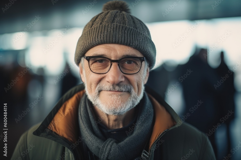 Portrait of senior man with eyeglasses in the city. Portrait of senior man with eyeglasses in the city.