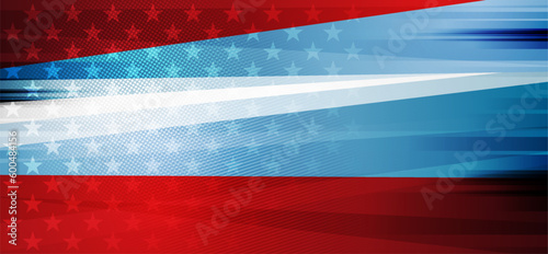 USA colors, stars and stripes abstract grunge background. Independence Day modern vector banner design. Corporate concept american flag