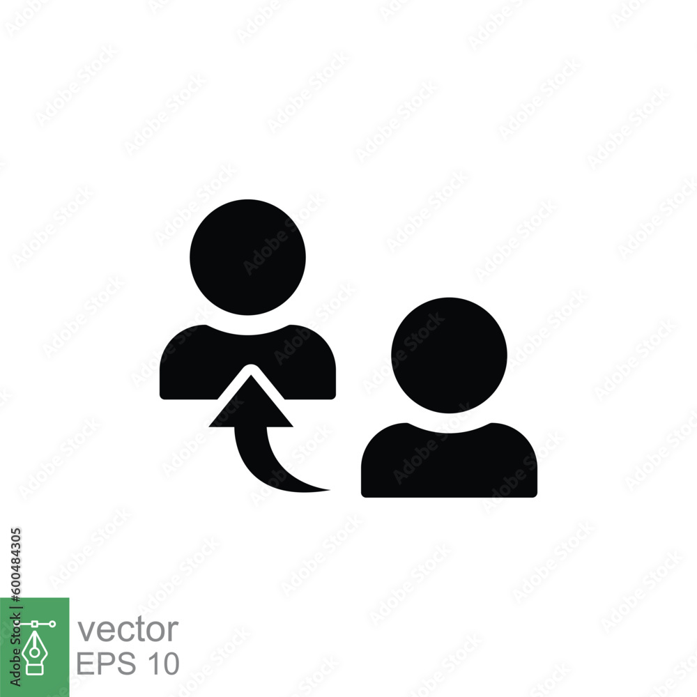 Referrals icon. Simple solid style. Reference, friend refer, communication, people, business concept. Black silhouette, glyph symbol. Vector symbol illustration isolated on white background. EPS 10. Referrals icon. Simple solid style. Reference, friend refer, communication, people, business concept. Black silhouette, glyph symbol. Vector symbol illustration isolated on white background. EPS 10.