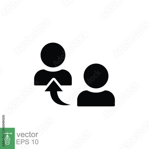 Referrals icon. Simple solid style. Reference, friend refer, communication, people, business concept. Black silhouette, glyph symbol. Vector symbol illustration isolated on white background. EPS 10.