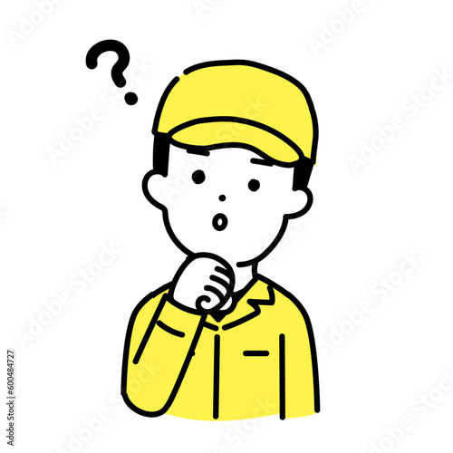 かわいい人物のイラストシリーズ _ 男性の作業員 _ 疑問　