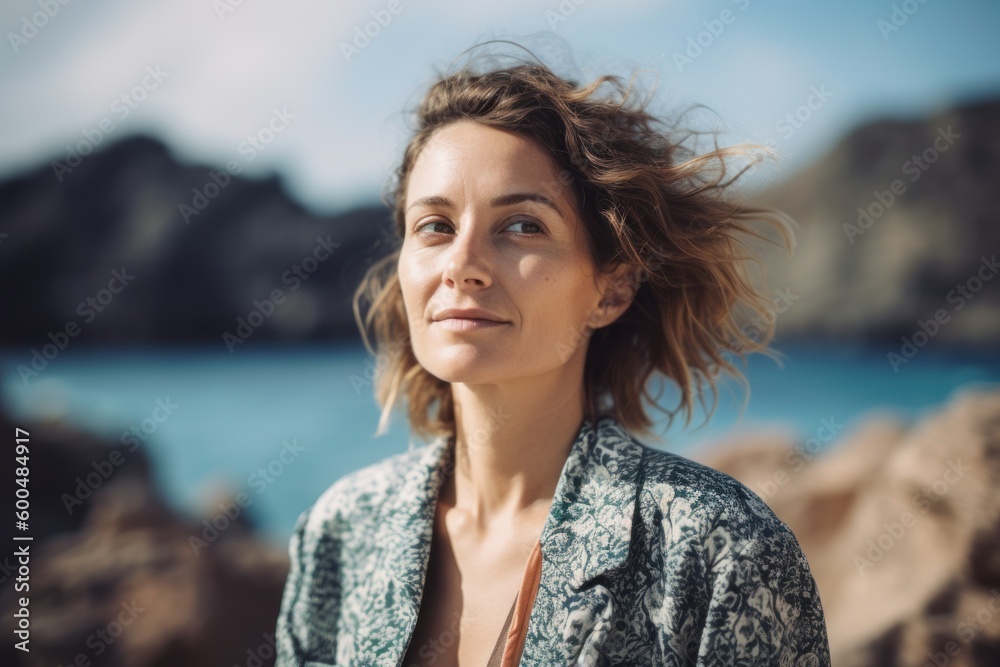 Portrait of a beautiful young woman at the beach on a sunny day Portrait of a beautiful young woman at the beach on a sunny day