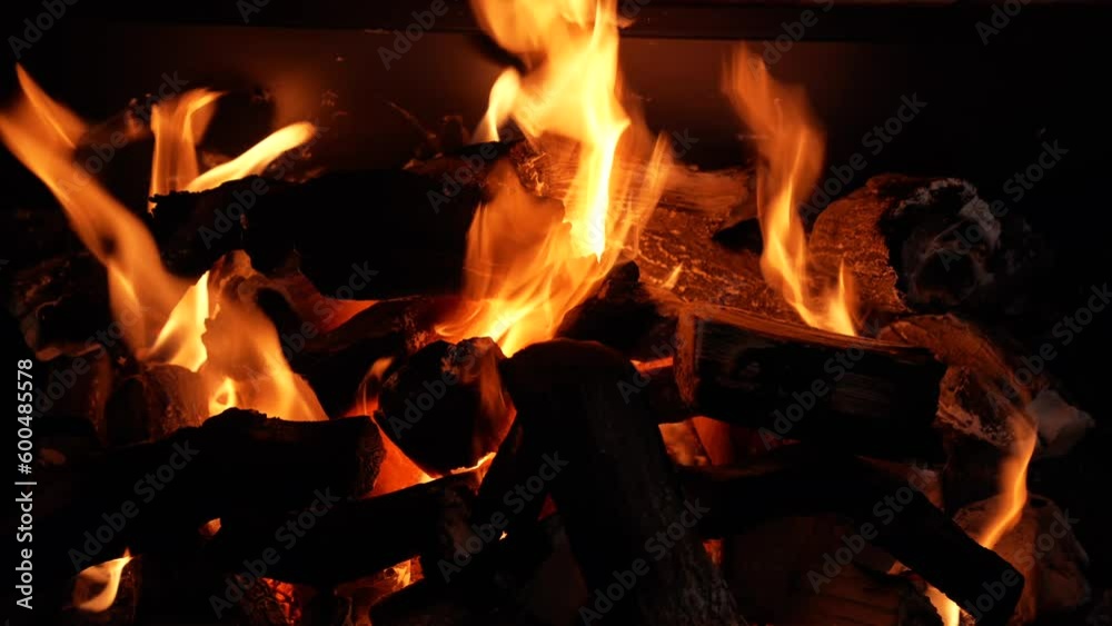 Beautiful fireplace. Detail 4k video with the fire from a gas fireplace chimney used for interior design. Beautiful fireplace. Detail 4k video with the fire from a gas fireplace chimney used for interior design.
