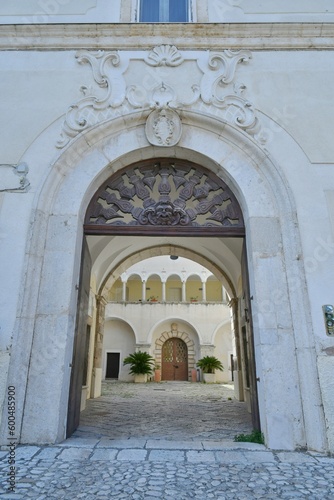 The entrance of an ancient noble palace in the town of Cerreto Sannita in the province of Benevento, Italy.