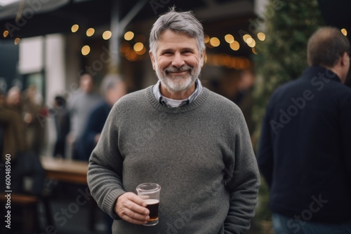 Portrait of a senior man holding a pint of beer in a pub