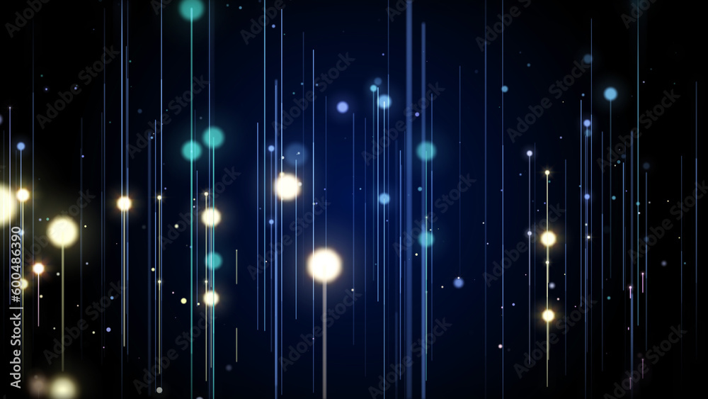 Abstract digital futuristic modern line dot and bokeh light effect flowing up into the sky concept illustration background. Abstract digital futuristic modern line dot and bokeh light effect flowing up into the sky concept illustration background.