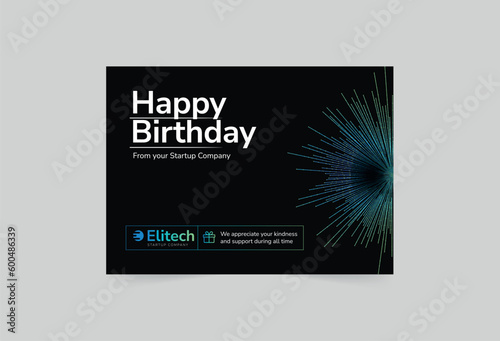 Tech Startup greeting card template. A clean, modern, and high-quality design business card vector design. Editable and customize template business card