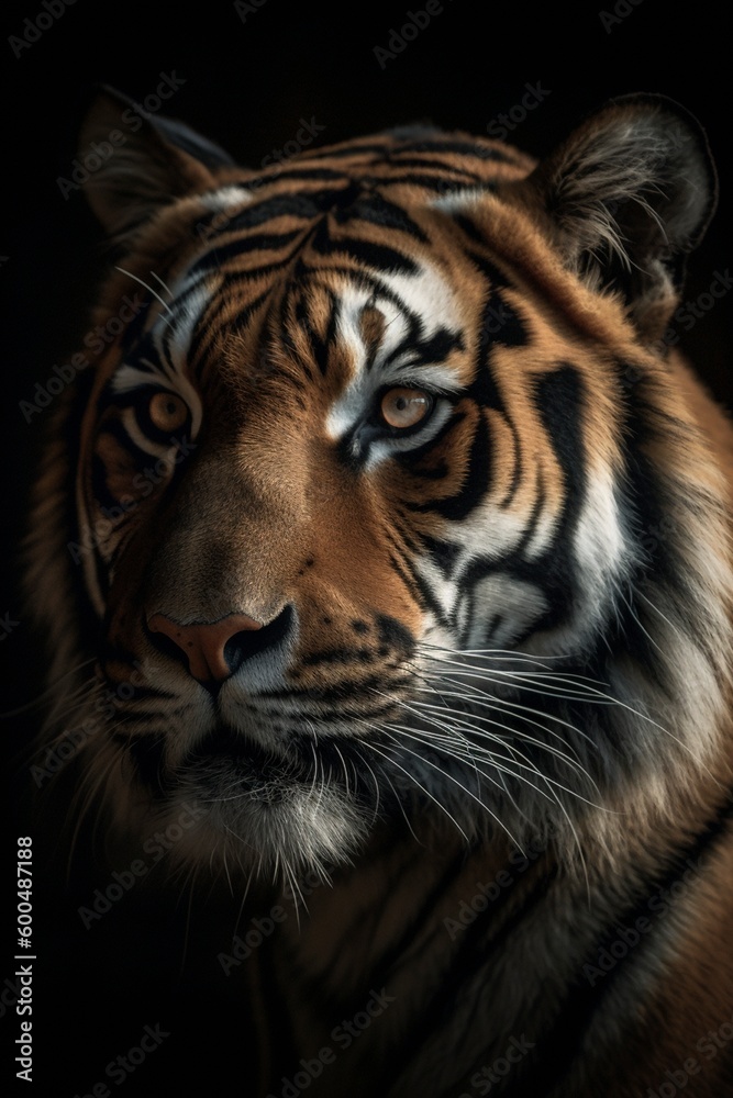 Tiger head portrait, created with generative AI