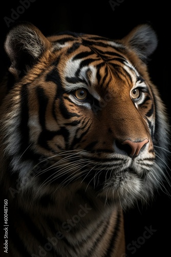Tiger head portrait, created with generative AI © MiraCle72