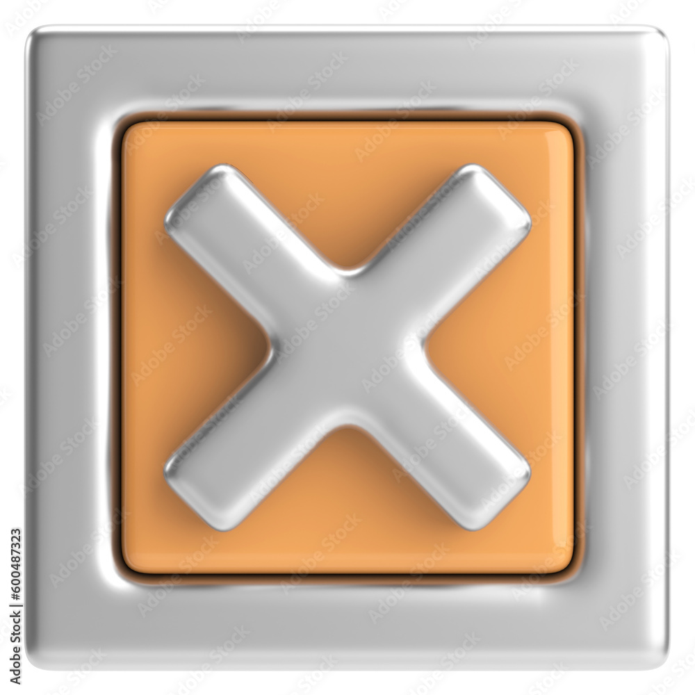 Fototapeta premium 3D close button. Cross sign. 3D illustration.