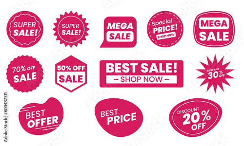 Sale tags collection. mega sale. super sale and more