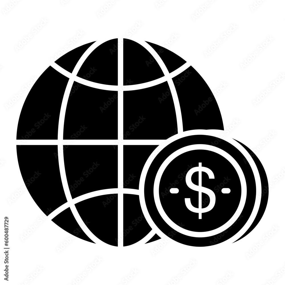 Dollar on globe, vector design of global money Dollar on globe, vector design of global money