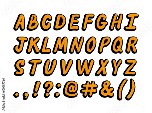 Vector capital letters alphabet in comics style