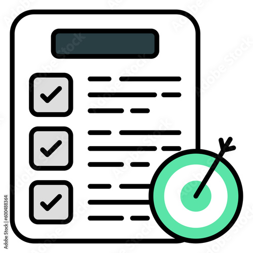 Checklist with dartboard, icon of target list 