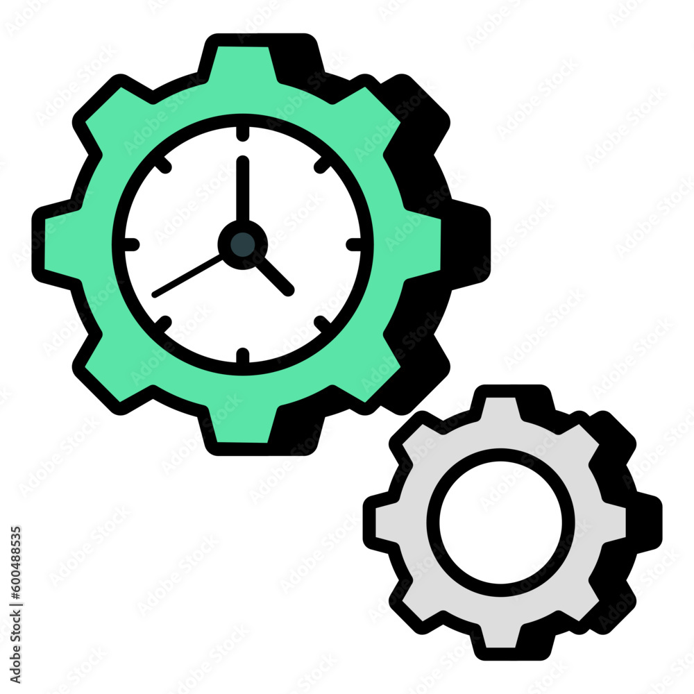 Vector design of time management, clock inside gear Vector design of time management, clock inside gear