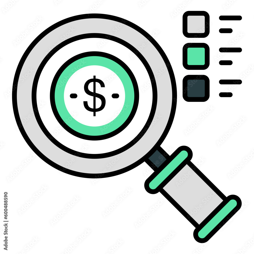 Editable design icon of search dollar Editable design icon of search dollar
