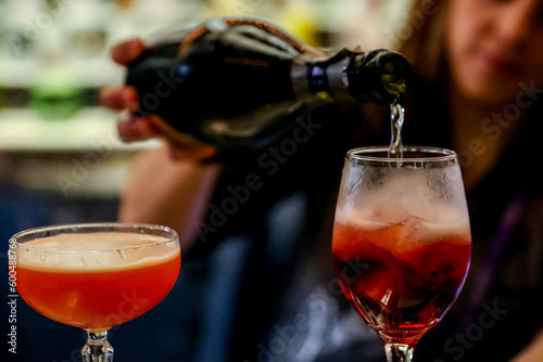 Canvas Print Amsterdam, Netherlands - March 30, 2023: Cocktails prepared at the House of Bols