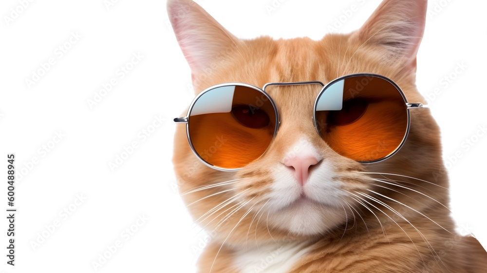 Funny cool cat wearing sunglasses transparent background png