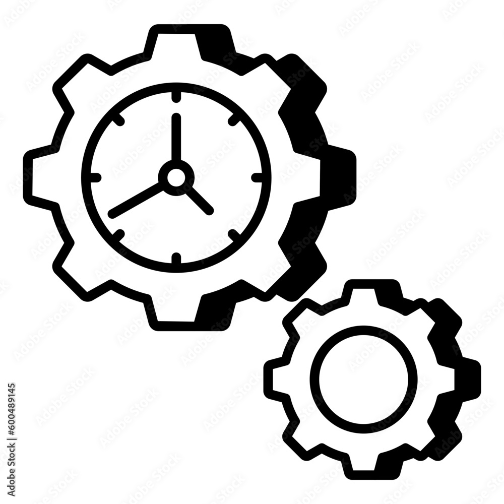 Vector design of time management, clock inside gear Vector design of time management, clock inside gear
