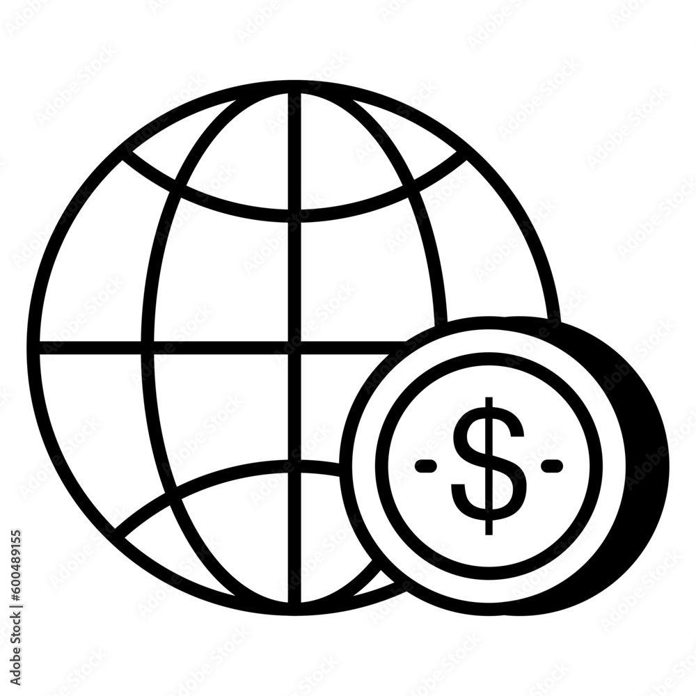 Dollar on globe, vector design of global money Dollar on globe, vector design of global money
