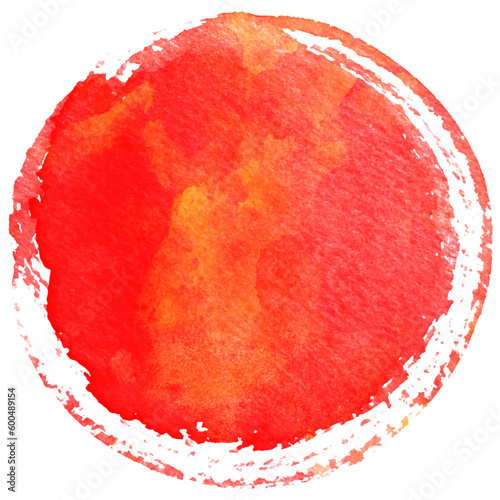 Red spot paint on white background. Abstract colorful watercolor vector art background. Multicolor watercolour texture. Painted red round blot of paint.