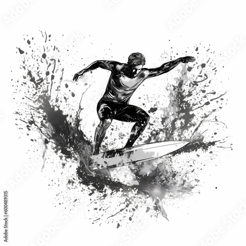 Surfer Athelete Logo. Generative AI