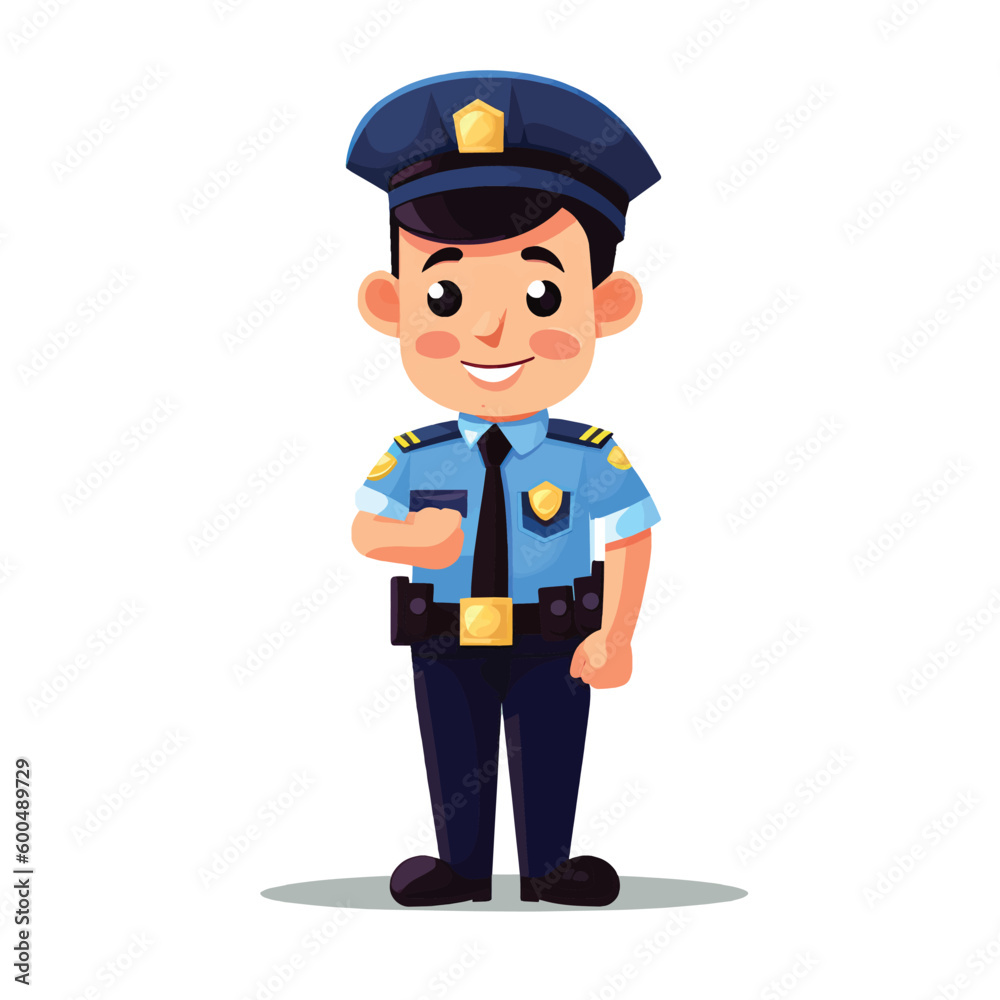 Police Officer in Uniform Cartoon Character Design in Vector Style Police Officer in Uniform Cartoon Character Design in Vector Style