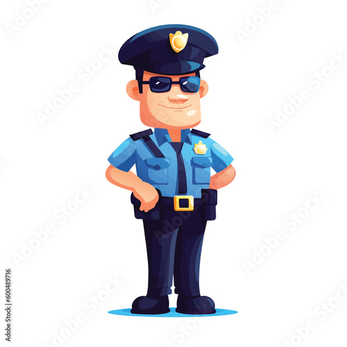 Police Officer in Uniform Cartoon Character Design in Vector Style