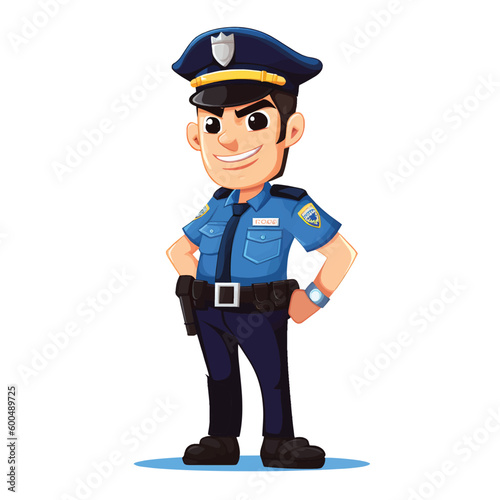 Police Officer in Uniform Cartoon Character Design in Vector Style
