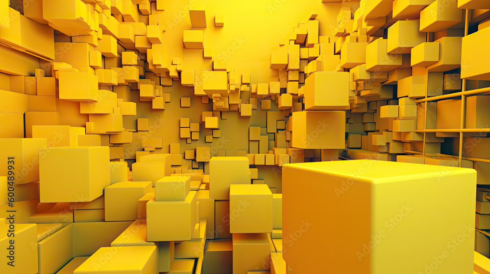 Abstrakter 3D-Hintergrund mit Blöcken in gelb (Generative AI) Abstrakter 3D-Hintergrund mit Blöcken in gelb (Generative AI)