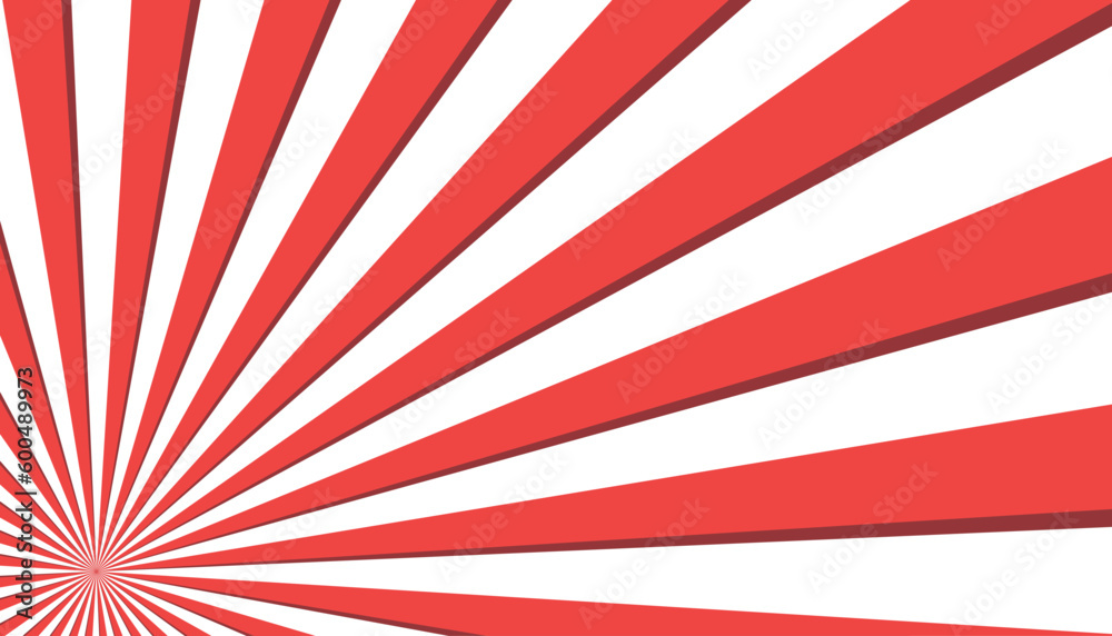 Fototapeta premium Circular Red White Striped Background Rectangle Low Side Scrolling - Sunburst, Radial