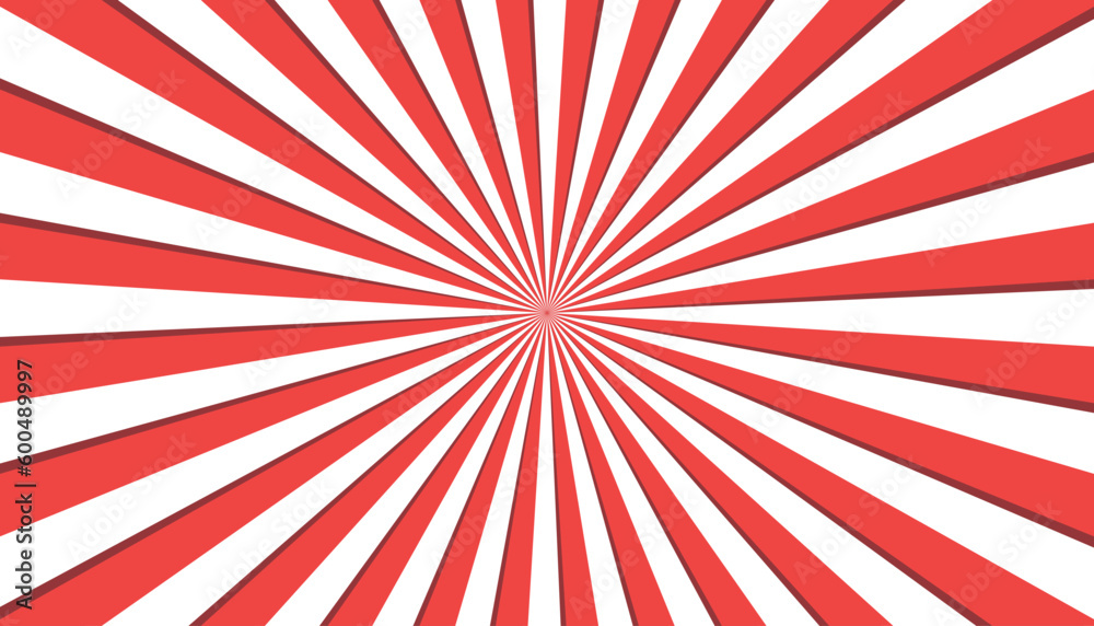 Circular Red White Striped Background Rectangle - Sunburst, Radial