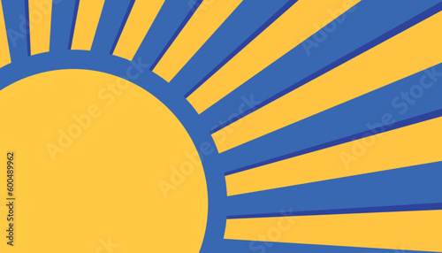 Circular Blue Yellow Striped Background Rectangle Side Scrolling with Big Space for Insertion - Sunburst, Radial